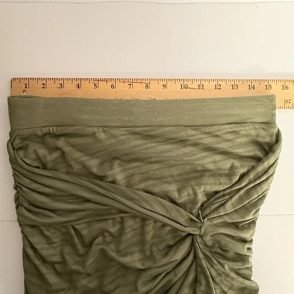 Free People Mini Olive Green Striped‎ Ruched Twist Tulip Skirt Size M Rush Party